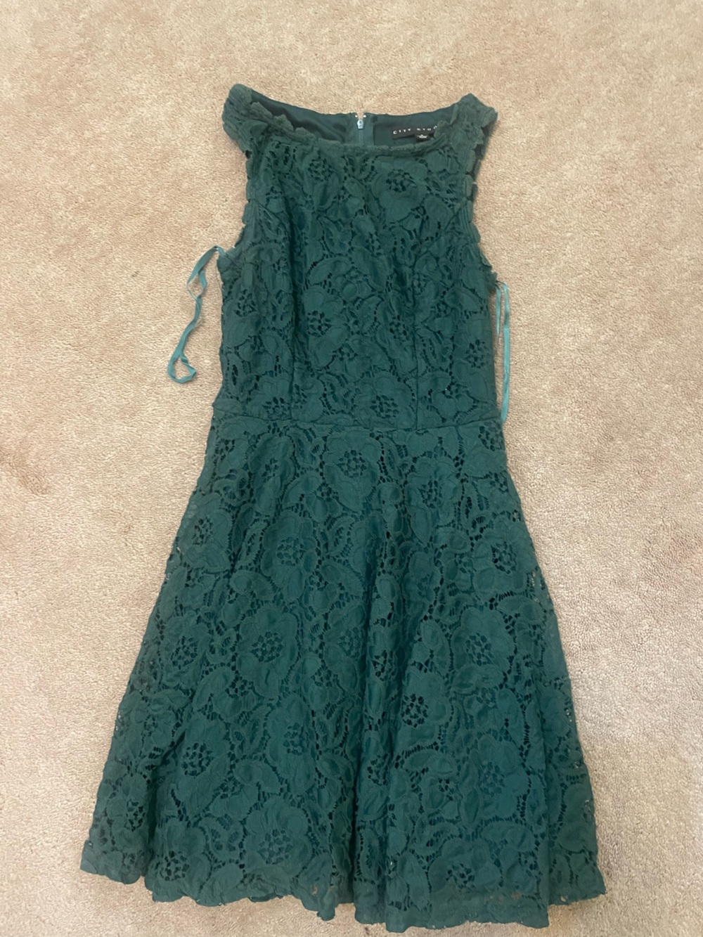 Women's Lace Fit-and-Flare Dress in Green